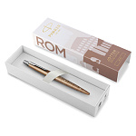 Ручка подарочная шариковая автоматическая " Parker " Jotter Rome Bronze CT, синяя, 1,0мм, перо- нержавеющая сталь, цвет корпуса- серебряный/коричневый, материал корпуса- нержавеющая сталь, подарочная упаковка
