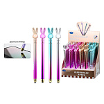 Ручка шариковая автоматическая " Basir " Зайчик, синяя, 0,5мм, поворотный механизм, стилус, металлическая, ассорти