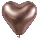 Шар латексный фигурный " Браво " 12"/30см Сердце хром розовое золото