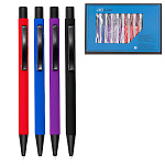 Ручка шариковая автоматическая " Basir " синяя, 0,5мм, металлическая, цветной корпус, покрытие soft-touch, клип, ассорти