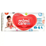 Салфетки влажные детские 120шт " BablVini " Mimi Care Розовые, клапан, пластиковая крышка