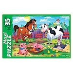 Пазлы " Рыжий кот " Макси. 35элементов Любимая ферма 30*21,5см, картонная упаковка 28,5*19*3,5см