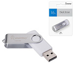 Флеш-диск " SmartBuy " 16GB Twist белый USB 2.0, металл/пластик