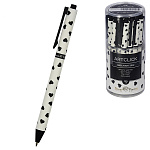 Ручка шариковая автоматическая " Bruno Visconti " ArtClick, Сердечки, синяя 0,5мм, цвет корпуса - черно-белый, покрытие soft-touch, сменный стержень, пластиковый тубус