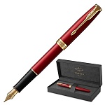 Ручка подарочная перьевая " Parker " Sonnet Core F539 Lacquer Red GT, 2 картриджа черного цвета, 0,8мм, перо-позолота 23К, цвет корпуса-лаковый красный, отдельные элементы дизайна - позолота 23К, материал корпуса-нержавеющая сталь, подарочная упаковка