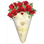 Кулечек для лепестков " Праздник " 475 Розы, 210*210мм фольга золотая текстурная, лента атласная