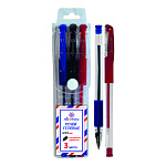 Набор гелевых ручек " Attomex " 3цв, 0,5мм, прозрачный корпус, металлический наконечник, резиновый держатель, блистер, европодвес