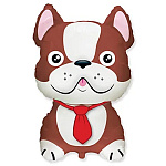 Шар фольгированный фигурный 28"/71см Бульдог коричневый, крепится с помощью розетки на палочку (в комплект не входят)