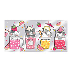 Конверт для денег " Мир открыток " 2-17 Детский- Котики в кружках, 165*85мм, фольга золотая, пластизоль, текст