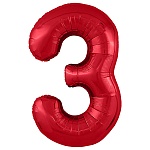 Шар фольгированный " Браво " 40"/102см Цифра-3 красный, в упаковке