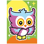 Картина из песка " Hatber " А5 Раскрась песком, Совушка, цветной песок, самоклеящаяся основа, пакет, европодвес