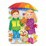 Плакат фигурный " Открытая планета " 940 А2 Девочка и мальчик под зонтом