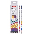 Набор карандашей ч/гр " Hatber " Ruler/Рулер НВ с ластиком, круглые, деревянные, заточенные, 2 дизайна, картонная упаковка