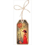 Бирка для букетов и подарков " Праздник " 150 Без названия- Париж и леди, 46*96мм, шпагат джутовый