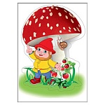 Наклейка " Праздник " 425 А5 Мухомор и гномик, матовый УФ-лак, ПВХ