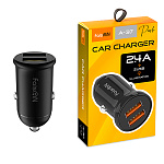 Блок питания автомобильный " FaisON " А-37 Push чёрный, 2,4А, 5Вт, 2 USB, пластик (кабель в комплект не входит)