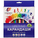 Карандаши цветные деревянные Классика 24цв " Луч " шестигранные, картонная упаковка, европодвес