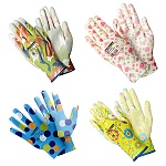 Перчатки полиэстеровые для садовых работ, размер M (8), разноцветные, полиэстеровые, полиуретановое покрытие, 5 дизайнов, в и/у, (без возможности выбора цвета и дизайна)