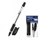 Ручка гелевая " Pensan " Soft Gel черная 0,5мм, толщина письма 0,3мм, игольчатый пишущий узел, прозрачный корпус, резиновый держатель, картонная упаковка