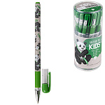 Ручка шариковая " Bruno Visconti " MagicWrite. Kids. Панда, синяя 0,5мм, толщина письма 0,38мм, пластиковый корпус, покрытие soft-touch, цвета корпуса - серый с рисунком, резиновый держатель, металлический наконечник, сменный стержень, колпачок с клипом, 