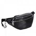 Сумка поясная " OrsOro " 33*17*8см Черная, 1 отделение, внешний карман, скрытый карман на задней стенке, на молнии, экокожа
