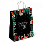 Пакет Новогодний бумажный " ПЗБМ " 25*22*12см Волшебного Нового Года, крученые ручки