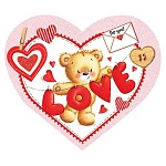 Бирка для букетов и подарков " Мир открыток " 2-71 Сердце. Love 124*68мм, блестки, текст