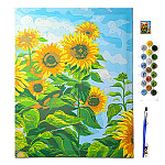 Картина по номерам " Mazari " 30*40см Подсолнухи 2, состав набора: холст на подрамнике, акриловые краски, кисти, глянцевый защитный лак, крепеж, графическая схема, термоусадочная пленка
