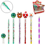 Карандаш сегментный " KWELT " Merry Christmas 1,5мм, HB, колпачок со съемной резиновой фигуркой ассорти, шоубокс