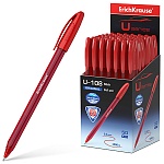 Ручка шариковая " Erich Krause " U-108 Original Stick Ultra Glide Technology красная 1,0мм, толщина письма 0,3мм, трехгранная, игольчатый пишущий узел, рифленый держатель, одноразовая, прозрачный красный корпус, картонная упаковка