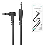 Кабель Aux Jack 3,5mm - Jack 3,5mm " Borofone " BL10, черный, круглый, боковой, 1м, силикон