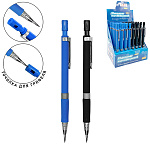 Карандаш цанговый " KWELT " 2,0мм непрозрачный пластиковый корпус, рифленый держатель, 2 дизайна, металлический клип, с точилкой, шоубокс