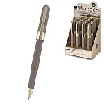 Ручка шариковая " Bruno Visconti " Monaco. Space, синяя 0,5мм, толщина письма 0,4мм, корпус пластик, металл, покрытие soft touch, цвет корпуса - серый с глиттером, пигментные чернила, колпачок с клипом, сменный стержень, картонный дисплей