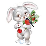 Плакат фигурный " Империя поздравлений " 933 А3 Новогодний- Зайчик со снегирем