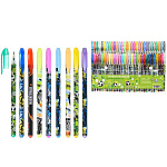 Набор гелевых ручек " Basir " Спорт 60цв 1,0мм, ароматизированный, прозрачный с рисунком корпус, цвет колпачка соответствует цвету чернил, с блестками, упаковка ПВХ, европодвес