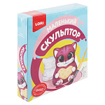 Юный скульптор " Lori " Кошечка в наборе: формы 2шт, гипс 400г, гуашь 6 цветов по 3 мл, кисть №1-128мм, нож пластиковый, инструкция