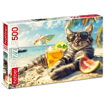 Пазлы " Hatber " 500элементов Котик на релаксе 33*48см, картонная упаковка