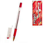 Ручка шариковая " Piano " Gold красная 0,5мм, толщина письма 0,25мм, резиновый держатель, игольчатый пишущий узел, чернила на масляной основе, металлический наконечник, прозрачный корпус