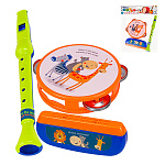 Набор музыкальных инструментов " Рыжий кот " Веселый оркестр-15, в наборе: дудка, бубен, губная гормошка, 4,2*18,7*28,1см, пластик, пакет