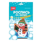 Роспись по дереву " Lori " Новогодний сувенир Снеговик с фонариком в наборе: деревянная заготовка, краски, лак с блестками, инструкция