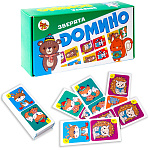 Игра настольная " Задира " Домино Зверята, картонная, состав: 28 пластиковых фишек, картонная коробка 12*6,5*3см