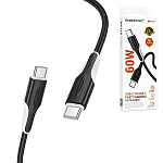 Кабель сетевой Type-C - Type-C " Borofone " BX119 New черный, белая вставка, круглый, 1м, 3,0А, PD, 60Вт, ПВХ