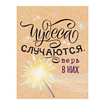 Бирка для букетов и подарков " Открытая планета " 065 Чудеса случаются, верь в них! 79*61мм, крафт