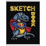 Скетчбук, тонированный блок 100г/м2, А5, 40л, на резинке, 7БЦ, без линовки, обложка - матовый ламинированный картон, выборочный УФ-лак, сшивка, " Миленд " Dino