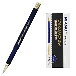 Ручка гелевая " Piano " Vanguard Gel синяя 0,5мм, толщина письма 0,25мм, резиновый держатель, игольчатый пишущий узел, прозрачный колпачок с золотым клипом, синий корпус Soft с золотыми вставками