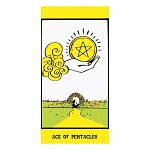 Конверт для денег " Мир поздравлений " 410 Туз пентаклей, ace of pentacles, 168*84мм, глянцевый уф-лак, текст