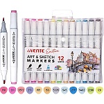 Набор маркеров для скетчинга " deVente " Emotion  12цв двухсторонние, 1,0-5,0мм, пулевидный/скошенный, трехгранный корпус, в пластиковом боксе