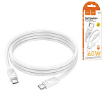 Кабель сетевой Type-C - Type-C " Hoco " X114 Energy белый, круглый, 1м, 3,0А, 60Вт, нейлон