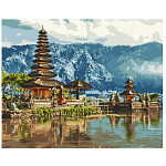 Картина по номерам " Lori " 40*50см Индонезийский храм, состав набора: холст с контуром на подрамнике, краски, кисть, акриловый лак, инструкция, картонная упаковка