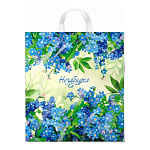 Пакет ПЭ " Интерпак " с петлевой ручкой ПНД, 38*42см 40мкм Незабудка